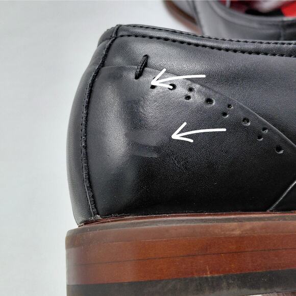 Stacy Adams Mens Dress Shoes Size 13 Black Leather Wingtip Oxford Lace Up Work - Picture 14 of 14